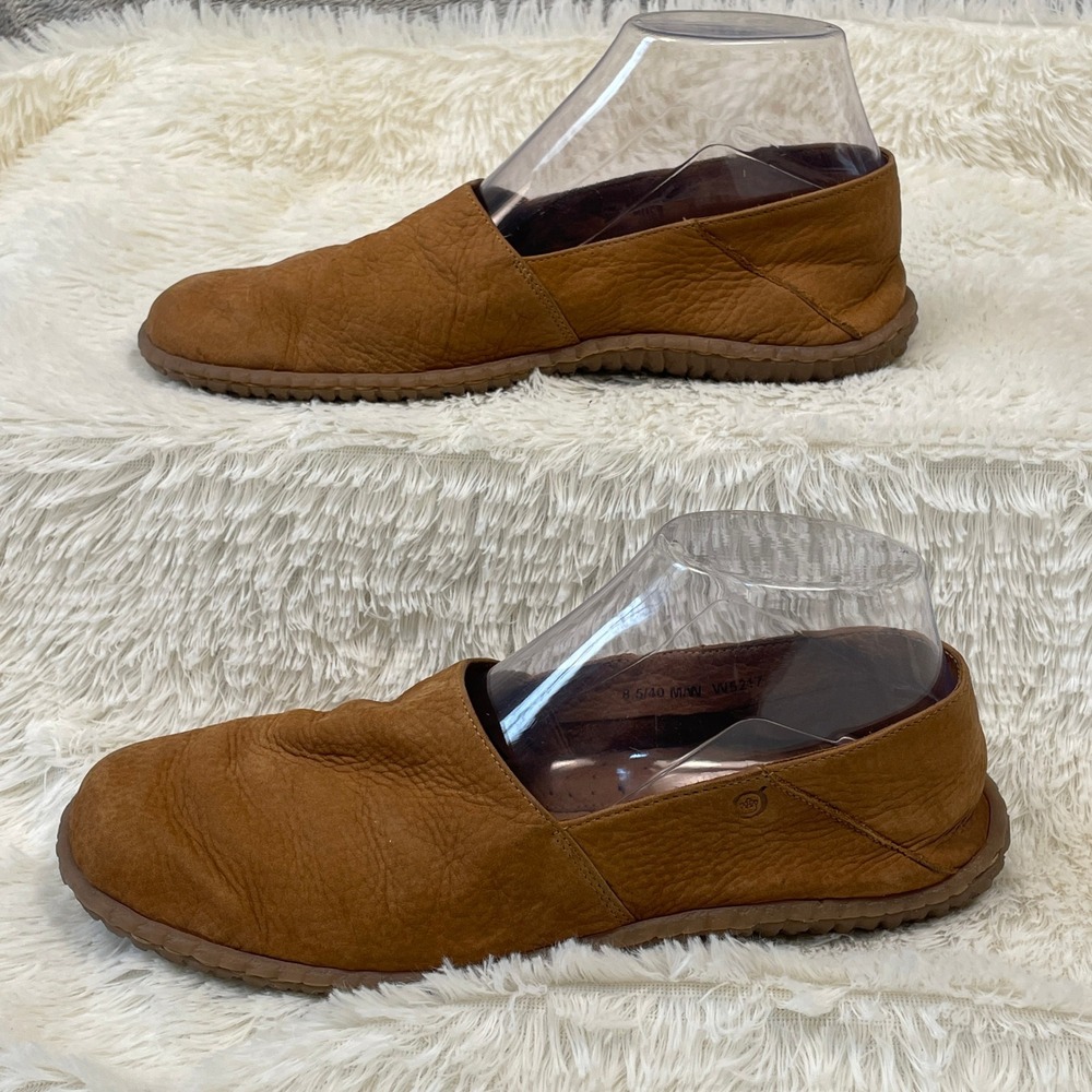 Born Slip on Loafer Women 8.5 Tan Brown Leather EUC MNE6 Handcrafted